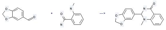 Benzamide,2-(methylamino)- can be used to produce 2-benzo[1,3]dioxol-5-yl-1-methyl-2,3-dihydro-1H-quinazolin-4-one at the ambient temperature